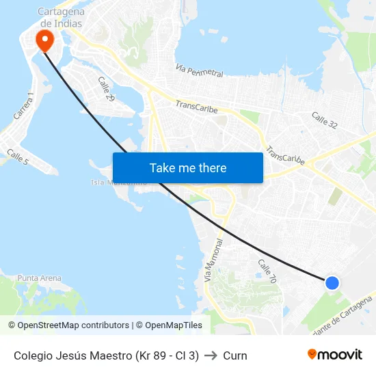 Colegio Jesús Maestro (Kr 89 - Cl 3) to Curn map
