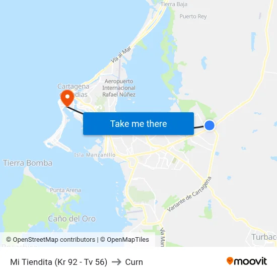 Mi Tiendita (Kr 92 - Tv 56) to Curn map