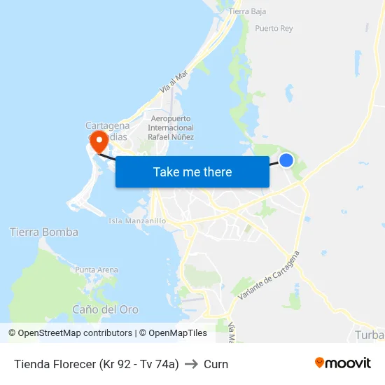 Tienda Florecer (Kr 92 - Tv 74a) to Curn map