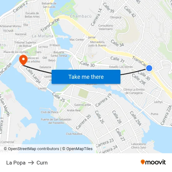 La Popa to Curn map