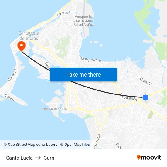 Santa Lucía to Curn map