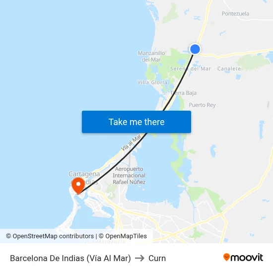 Barcelona De Indias (Vía Al Mar) to Curn map