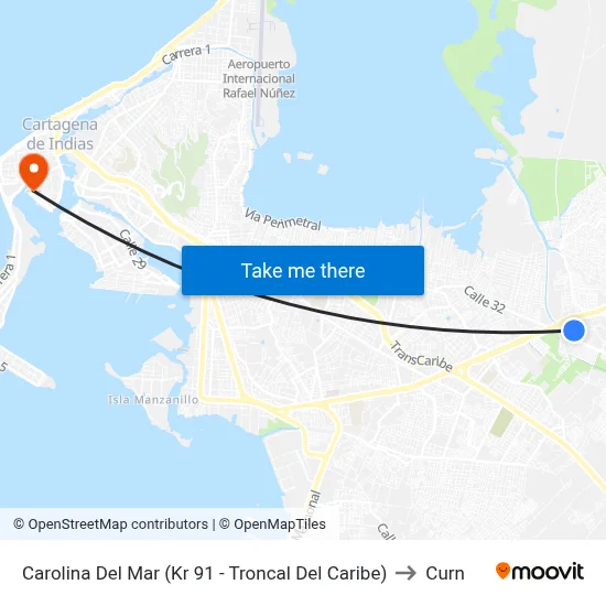 Carolina Del Mar (Kr 91 - Troncal Del Caribe) to Curn map