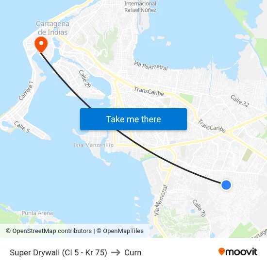 Super Drywall (Cl 5 - Kr 75) to Curn map