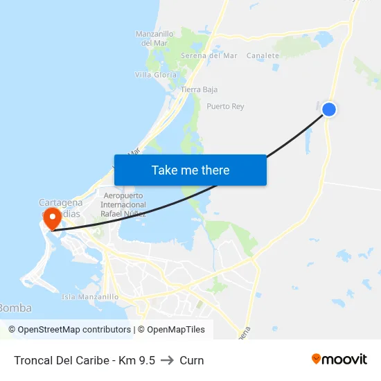 Troncal Del Caribe - Km 9.5 to Curn map