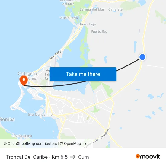 Troncal Del Caribe - Km 6.5 to Curn map