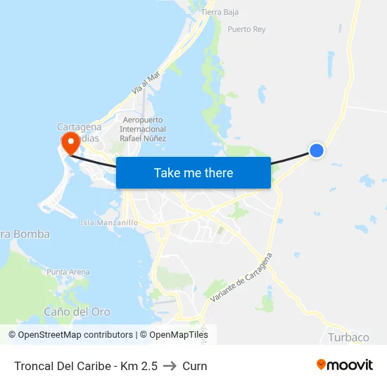 Troncal Del Caribe - Km 2.5 to Curn map