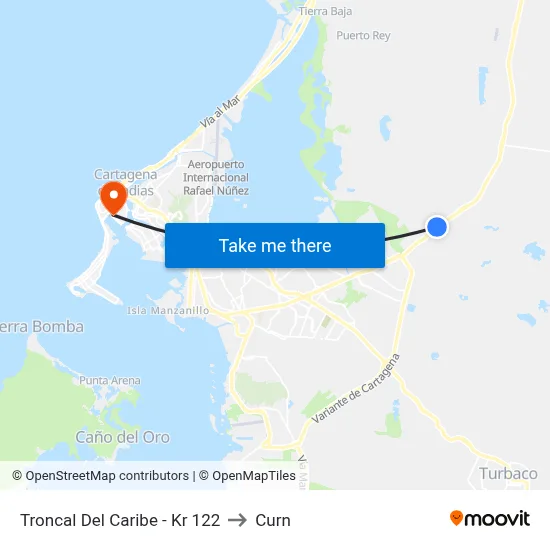Troncal Del Caribe - Kr 122 to Curn map