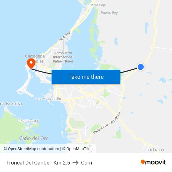Troncal Del Caribe - Km 2.5 to Curn map