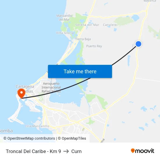 Troncal Del Caribe - Km 9 to Curn map