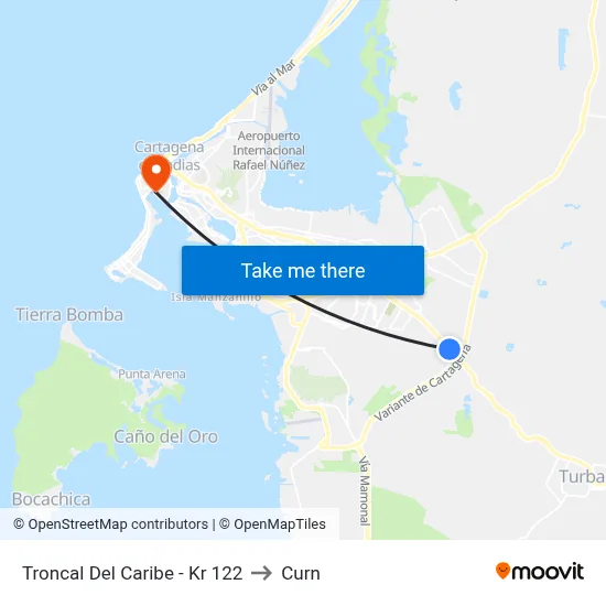Troncal Del Caribe - Kr 122 to Curn map