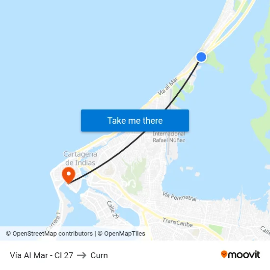 Vía Al Mar - Cl 27 to Curn map