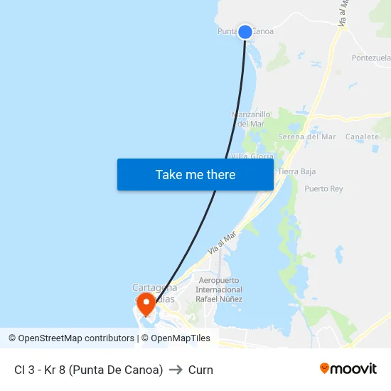 Cl 3 - Kr 8 (Punta De Canoa) to Curn map