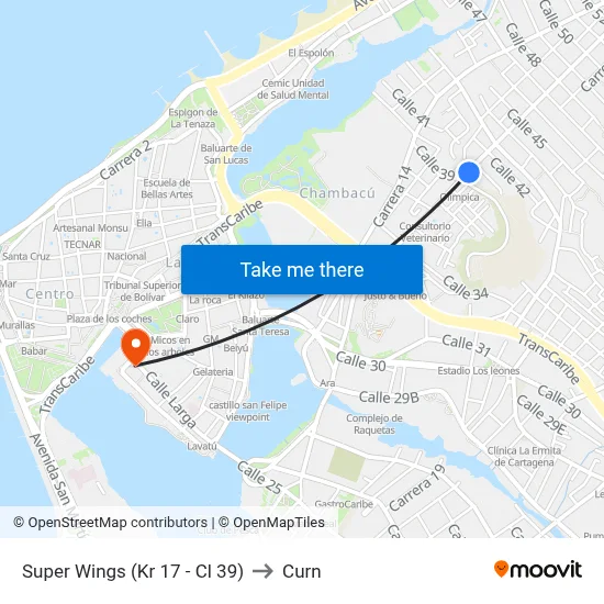 Super Wings (Kr 17 - Cl 39) to Curn map