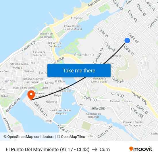 El Punto Del Movimiento (Kr 17 - Cl 43) to Curn map