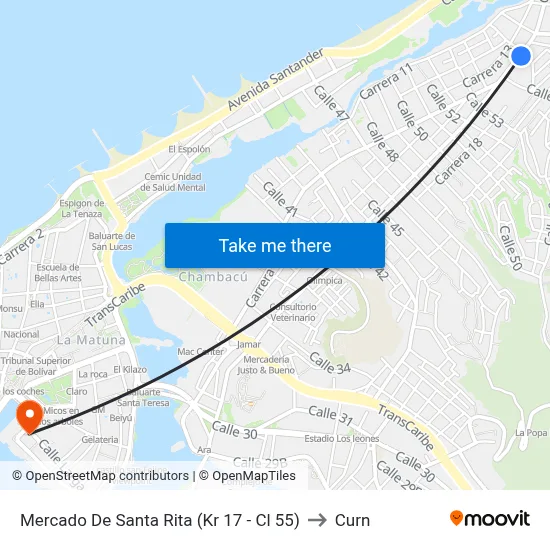 Mercado De Santa Rita (Kr 17 - Cl 55) to Curn map
