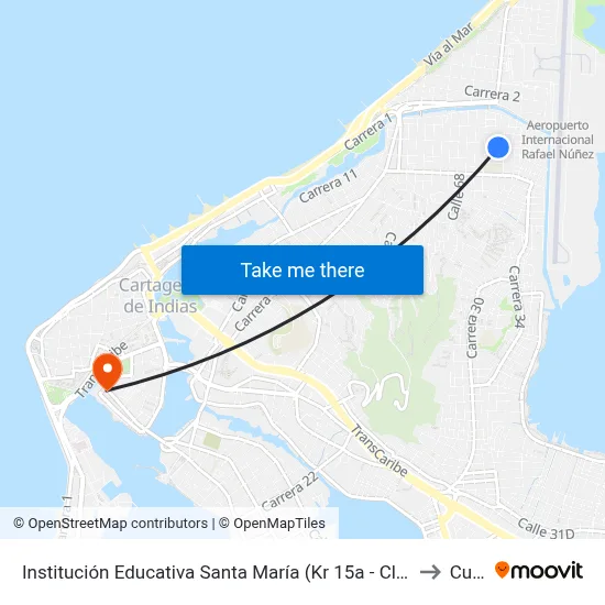 Institución Educativa Santa María (Kr 15a - Cl 70b) to Curn map