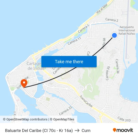 Baluarte Del Caribe (Cl 70c - Kr 16a) to Curn map