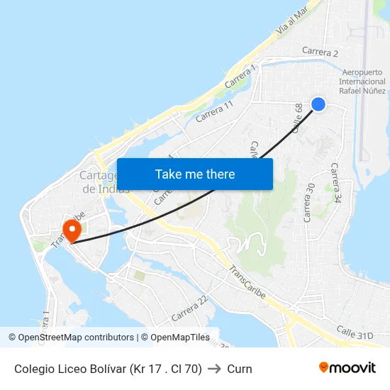 Colegio Liceo Bolívar (Kr 17 . Cl 70) to Curn map