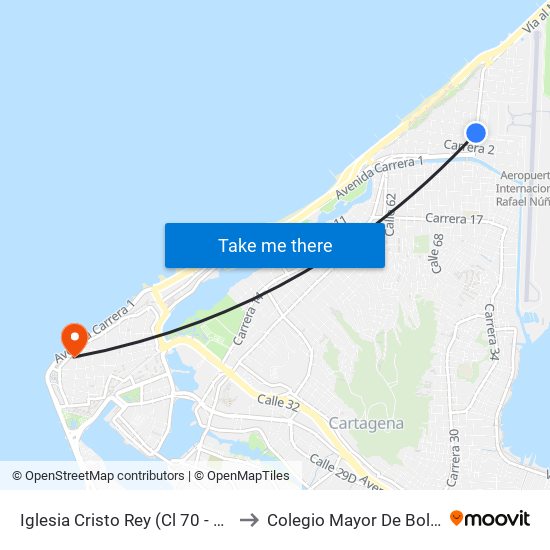 Iglesia Cristo Rey (Cl 70 - Kr 3) to Colegio Mayor De Bolívar map