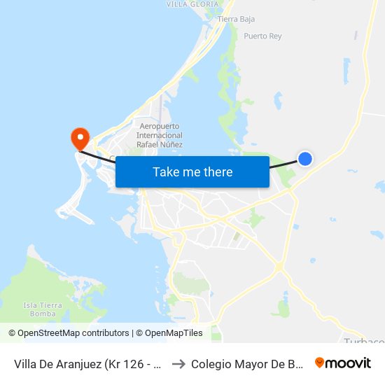 Villa De Aranjuez (Kr 126 - Cl 40) to Colegio Mayor De Bolívar map