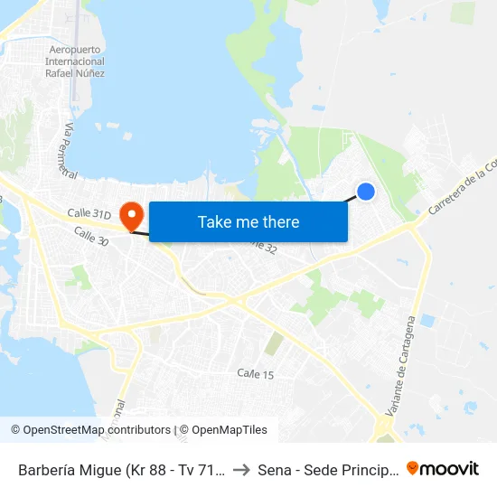 Barbería Migue (Kr 88 - Tv 71a) to Sena - Sede Principal map