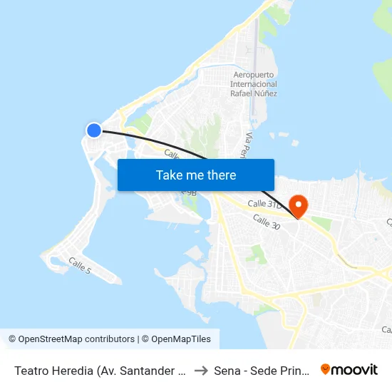 Teatro Heredia (Av. Santander - Kr 4) to Sena - Sede Principal map