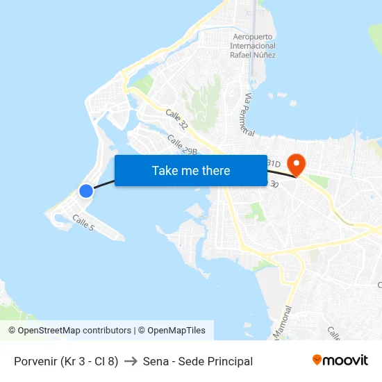 Porvenir (Kr 3 - Cl 8) to Sena - Sede Principal map