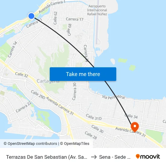 Terrazas De San Sebastian (Av. Santander - Cl 42a) to Sena - Sede Principal map