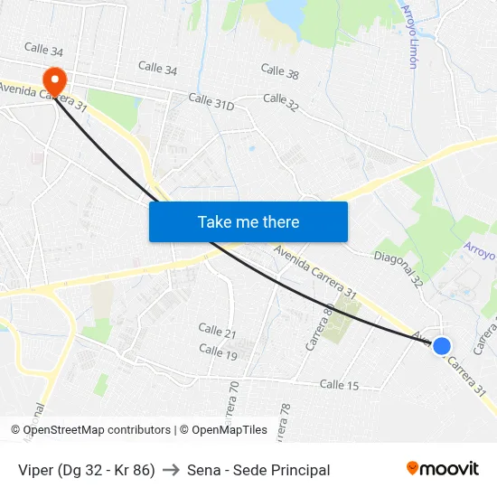 Viper (Dg 32 - Kr 86) to Sena - Sede Principal map