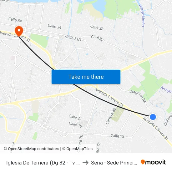 Iglesia De Ternera (Dg 32 - Tv 84) to Sena - Sede Principal map