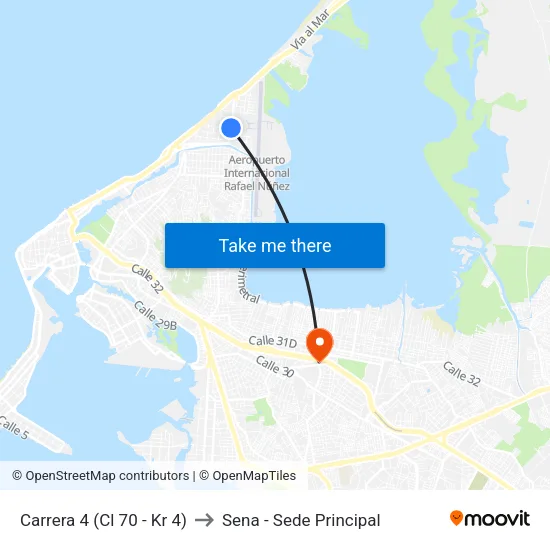 Carrera 4 (Cl 70 - Kr 4) to Sena - Sede Principal map