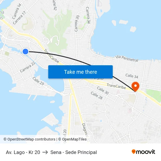 Av. Lago - Kr 20 to Sena - Sede Principal map
