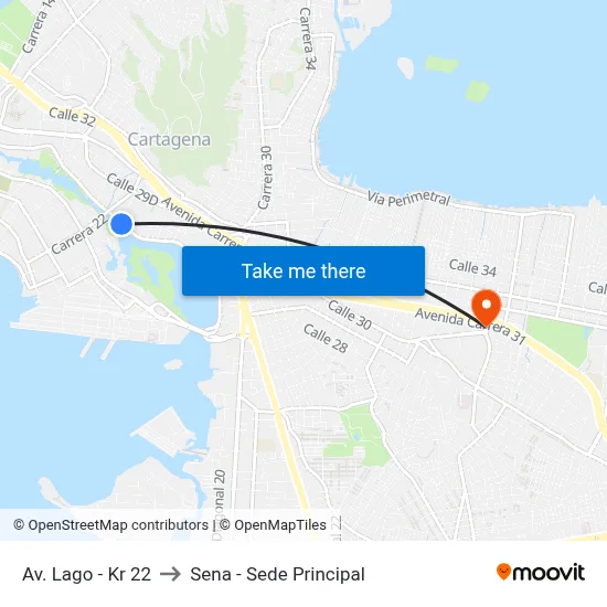Av. Lago - Kr 22 to Sena - Sede Principal map