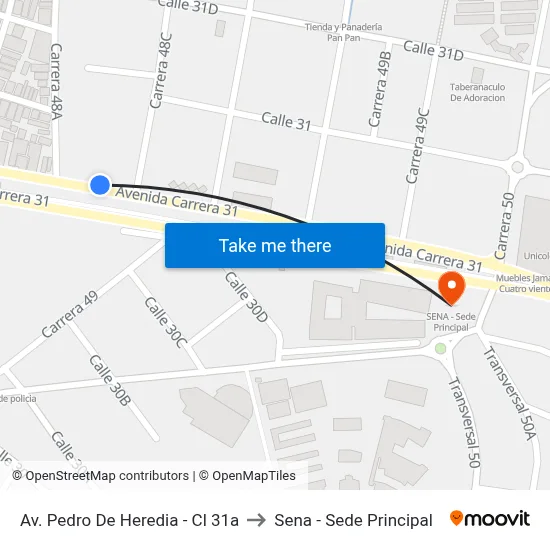 Av. Pedro De Heredia - Cl 31a to Sena - Sede Principal map