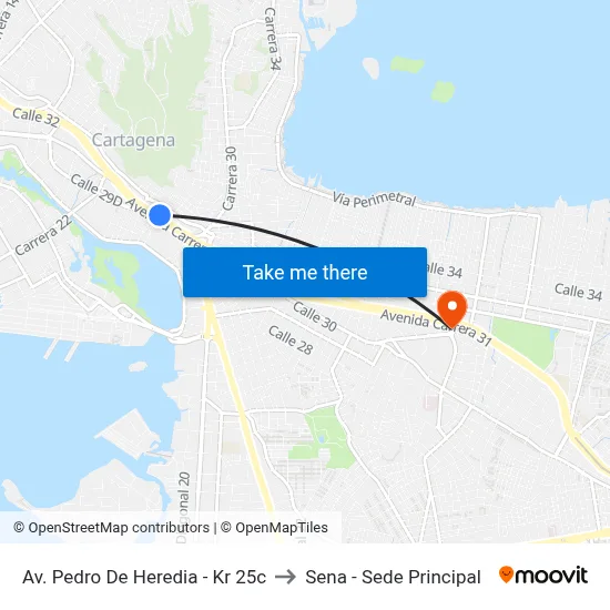 Av. Pedro De Heredia - Kr 25c to Sena - Sede Principal map