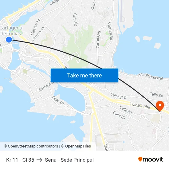 Kr 11 - Cl 35 to Sena - Sede Principal map