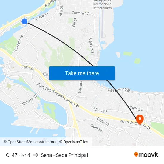 Cl 47 - Kr 4 to Sena - Sede Principal map