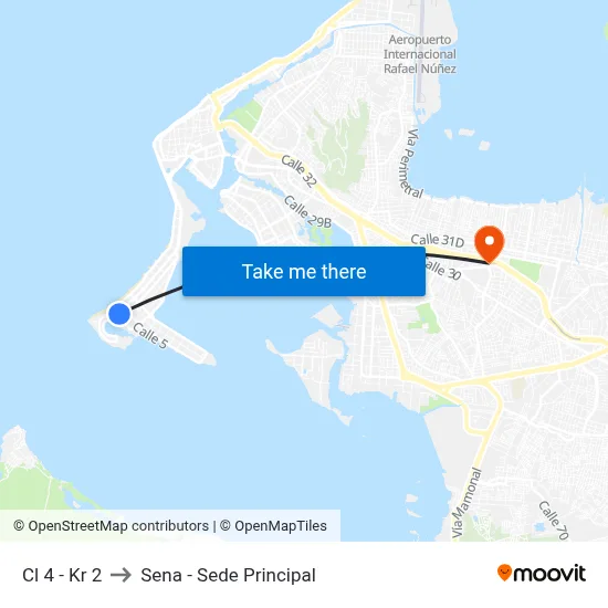 Cl 4 - Kr 2 to Sena - Sede Principal map
