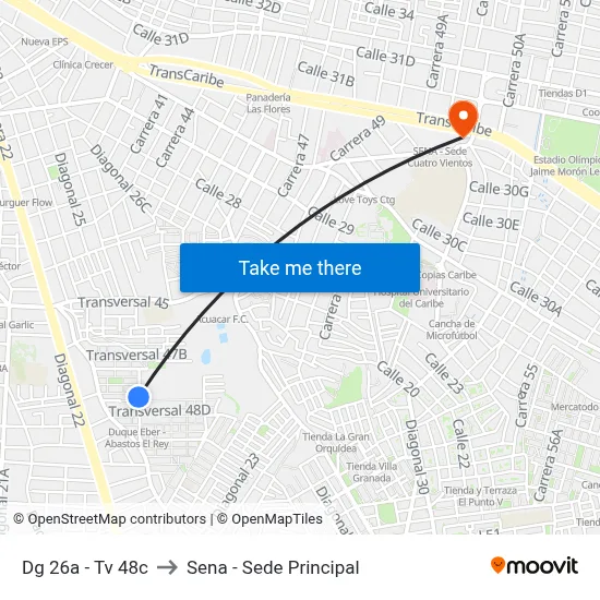 Dg 26a - Tv 48c to Sena - Sede Principal map