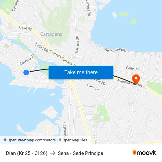 Dian (Kr 25 - Cl 26) to Sena - Sede Principal map