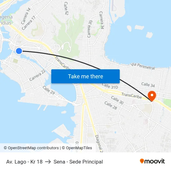 Av. Lago - Kr 18 to Sena - Sede Principal map