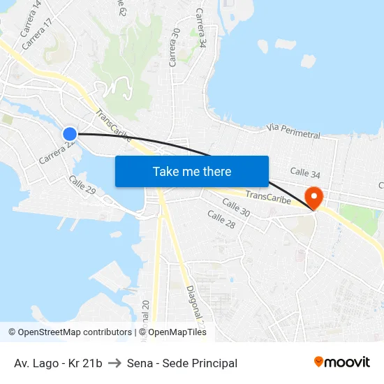 Av. Lago - Kr 21b to Sena - Sede Principal map