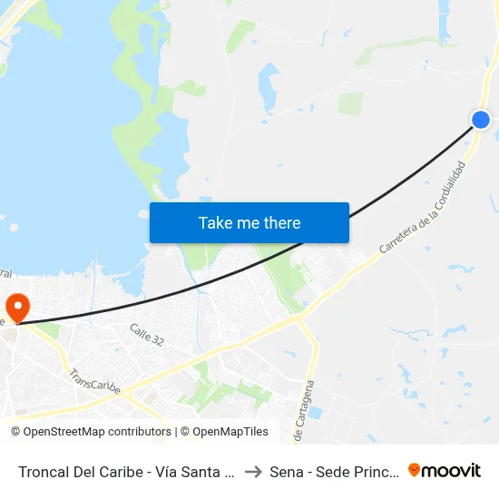 Troncal Del Caribe - Vía Santa Rosa to Sena - Sede Principal map