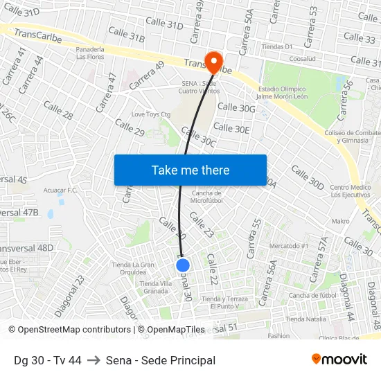 Dg 30 - Tv 44 to Sena - Sede Principal map