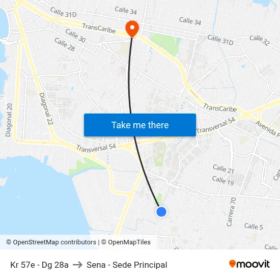 Kr 57e - Dg 28a to Sena - Sede Principal map