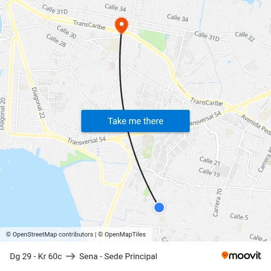 Dg 29 - Kr 60c to Sena - Sede Principal map