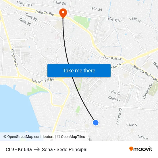 Cl 9 - Kr 64a to Sena - Sede Principal map