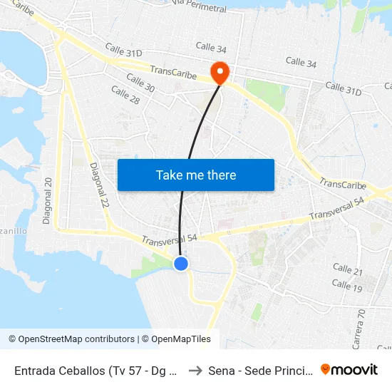 Entrada Ceballos (Tv 57 - Dg 28a) to Sena - Sede Principal map