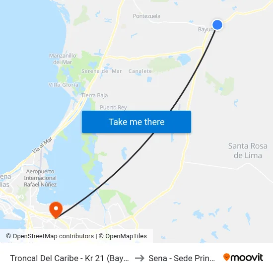 Troncal Del Caribe - Kr 21 (Bayunca) to Sena - Sede Principal map